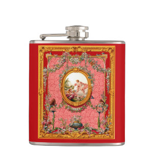 opulente barocke Druckglückfamilie aus dem 18. Jah Flachmann