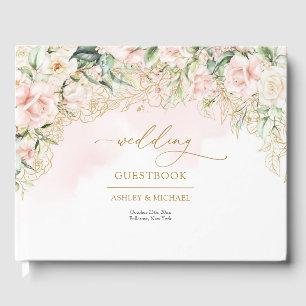 Opulente hellrosa Rose Goldhochzeit Gästebuch