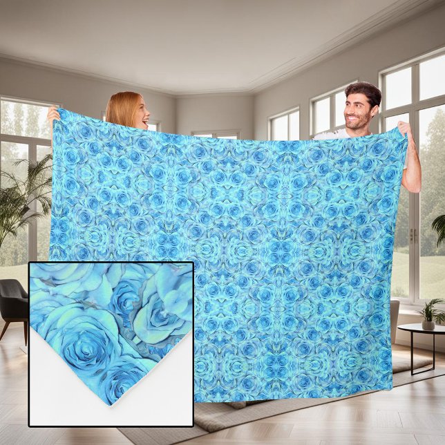 Opulente türkisfarbene Rose Fleecedecke (Von Creator hochgeladen)