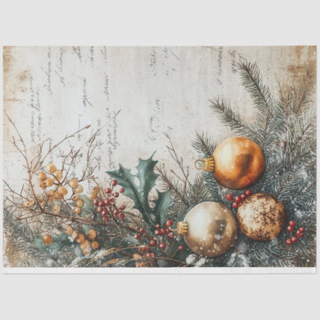 Opulente Weihnachtsgrün und goldene Bausteine Seidenpapier (Vorderseite)