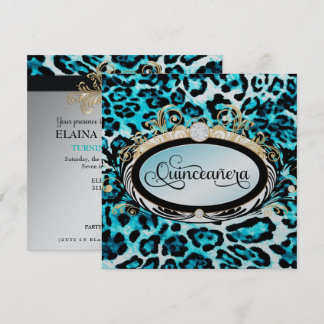 Opulenter Aqua-Leopard-metallisches Papier des Einladung