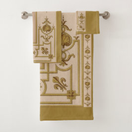 opulenter Goldbarockdruck Badhandtuch Set
