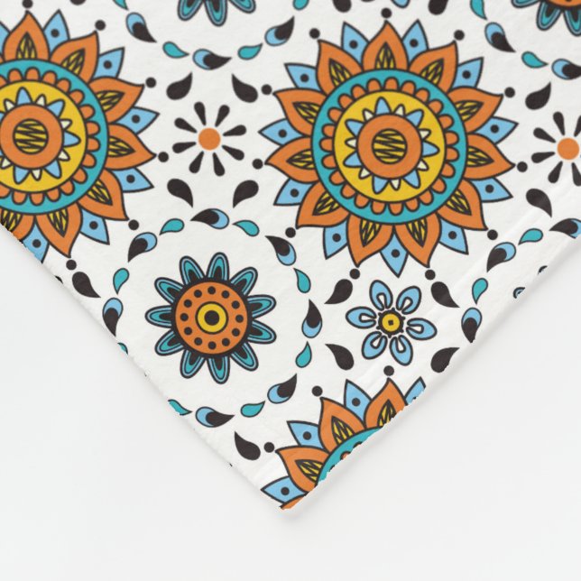 Opulentes Stern-Blumen-Muster Maharadscha-Indien Fleecedecke (Ecke)