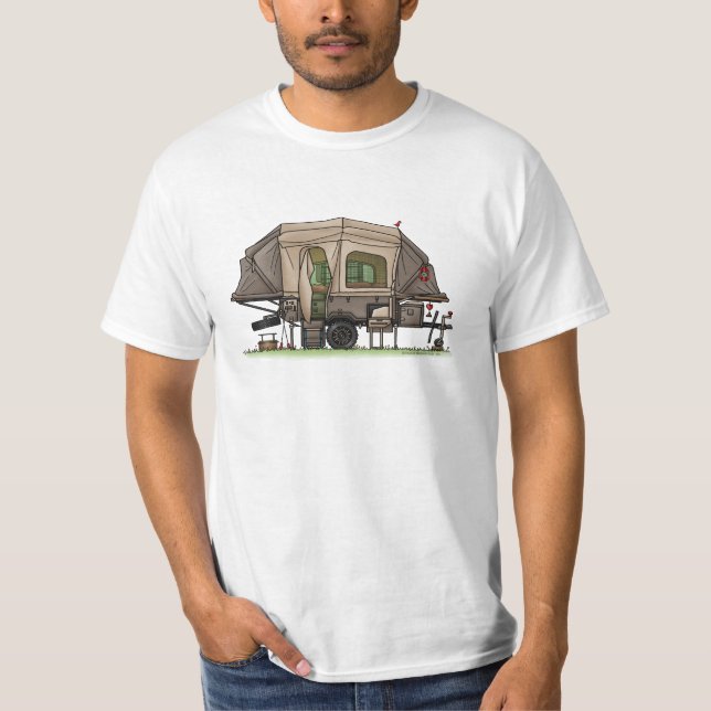 Opus 4 Pop Up RV Happy Camping Keramik Ornament T-Shirt (Vorderseite)