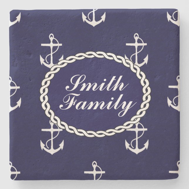 Opus Posh Anchor Nautical Custom Steinuntersetzer (Vorderseite)