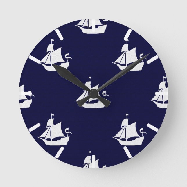 Opus Posh Ship Nautical Runde Wanduhr (Vorderseite)