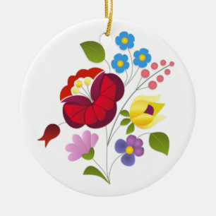OPUS ungarische Blumen-Stickerei Keramik Ornament
