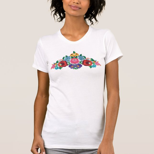 OPUS ungarische Blumen-Stickerei T-Shirt (Vorderseite)