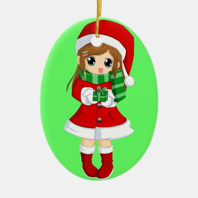 OPUS VERÄNDERBARES japanisches Animeweihnachten Keramik Ornament (Vorne)
