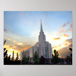 Oquirrh Mountain LDS Tempel utah mormon Sonnenunte Poster