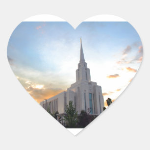 Oquirrh Mountain LDS Utah Tempel Sonnenuntergang Herz-Aufkleber