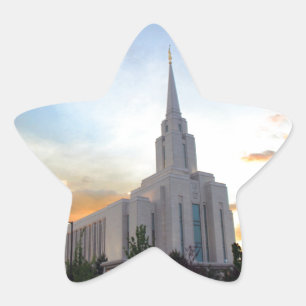 Oquirrh Mountain LDS Utah Tempel Sonnenuntergang Stern-Aufkleber