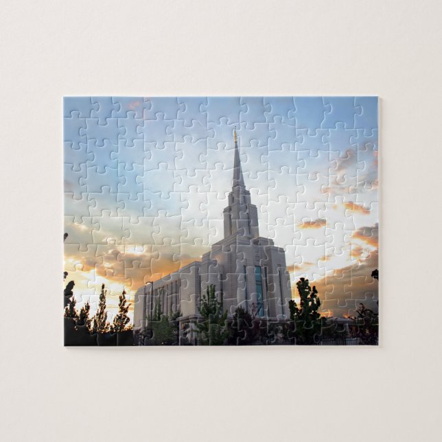 Oquirrh Mountain LDS Utah Temple Sonnenuntergang Puzzle (Horizontal)