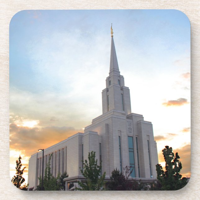 Oquirrh Mountain LDS Utah Temple Sonnenuntergang Untersetzer (Vorderseite)