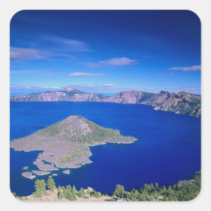 OR, Crater Lake NP, Wizard Island und Krater Quadratischer Aufkleber
