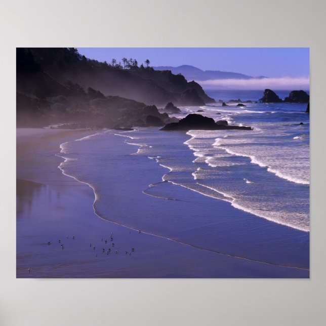 OR, Oregon Coast, Ecola SP, Indian Beach mit Poster (Vorne)