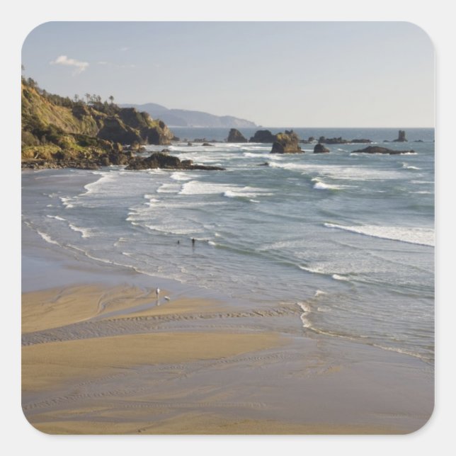 OR, Oregon Coast, Ecola Staat Park, Indian Quadratischer Aufkleber (Vorderseite)