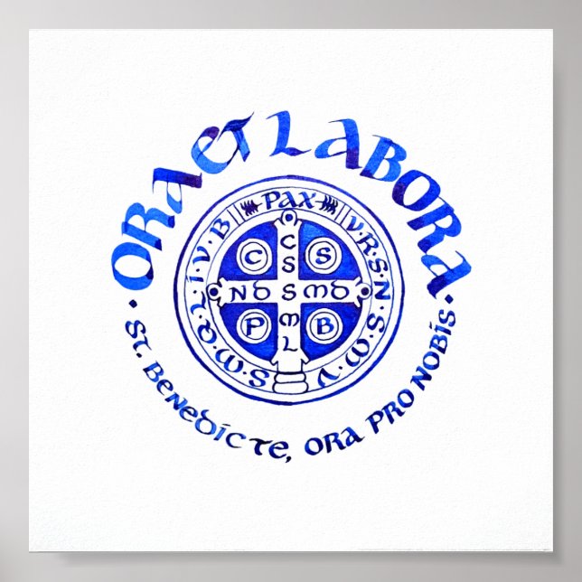 Ora et Labora - Blue Poster (Vorne)