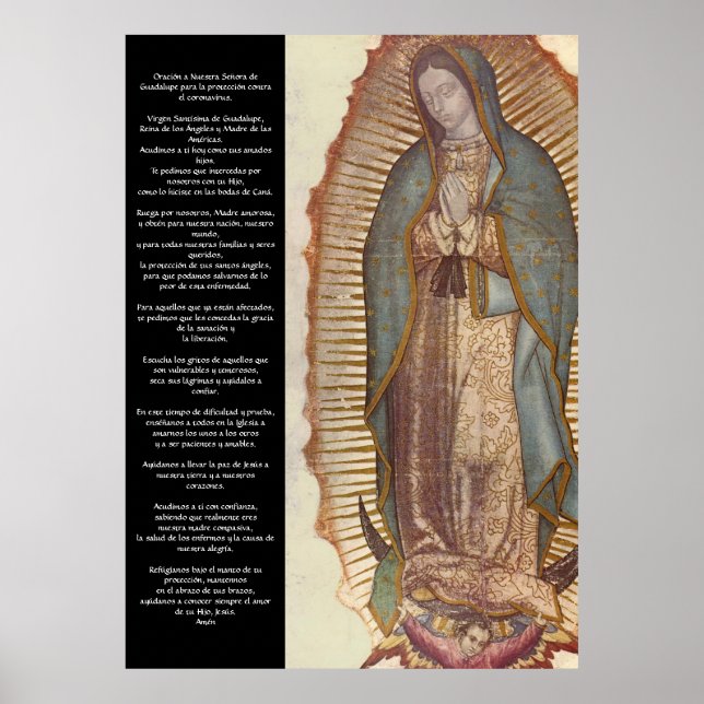 Oración Guadalupe para la protección coronavirus Poster (Vorne)