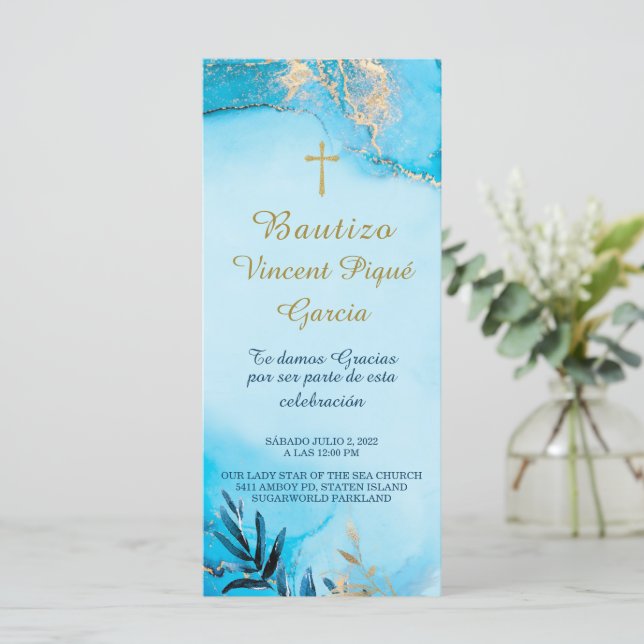 Oraciones Cortas Bautizo Tarjeta Gebet Menükarte (Stehend Vorderseite)