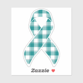 Oral Cancer Awareness Plaid Teal Ribbon Aufkleber