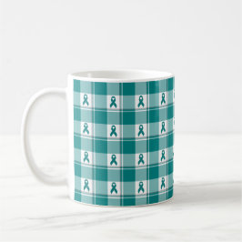 Oral Cancer Awareness Plaid Teal Ribbon Kaffeetasse