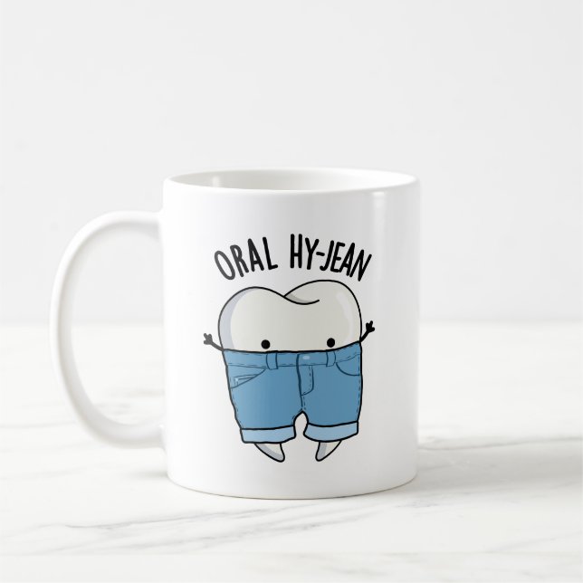 Oral Hy-jean Funny Tooth Pun Kaffeetasse (Links)