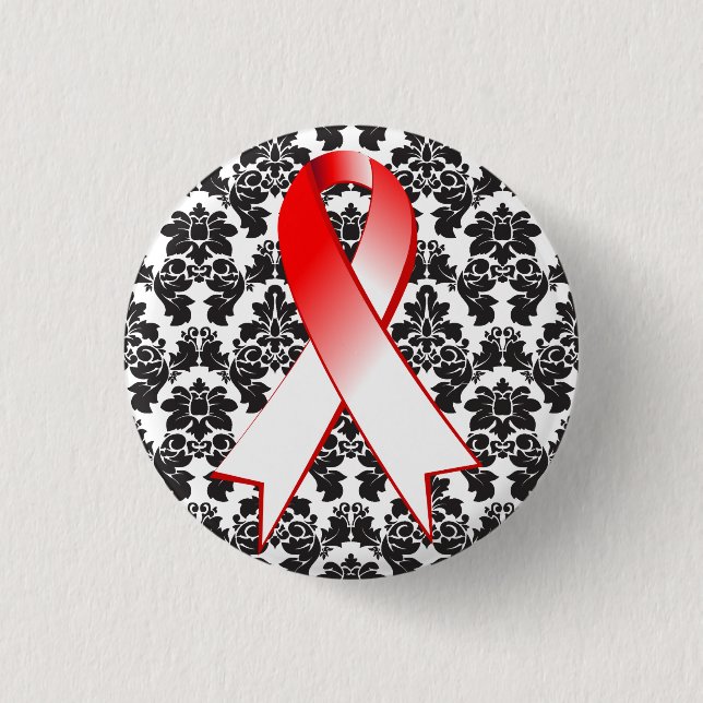 Orale Krebsschäden Rot und Weiß Button (Vorderseite)
