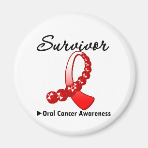Orale Krebsüberlebung Gemstone Ribbon Magnet