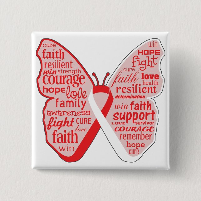 Oraler Krebs Schmetterling Collage of Words Button (Vorderseite)