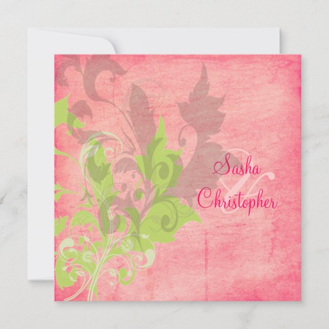 Oramental Blätter/Wirbel Hochzeitseinladungen Einladung (Vorderseite)