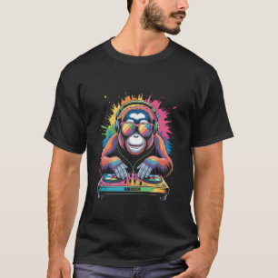 Orang-Utan-Affe DJ Plattenspieler EDM Synthesizer T-Shirt