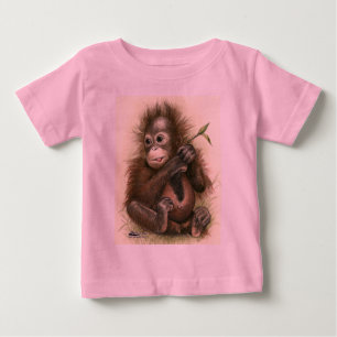Orang-Utan Baby mit Blätter Baby T-shirt