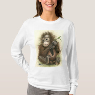 Orang-Utan Baby mit Blätter T-Shirt