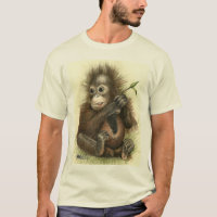 Orang-Utan Baby mit Blätter