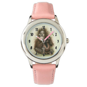 Orang-Utan-Baby mit Blättern Armbanduhr