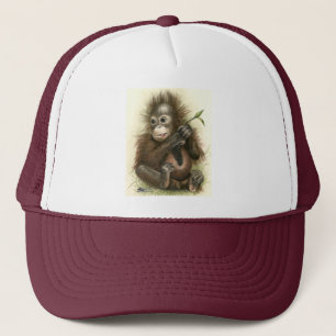 Orang-Utan-Baby mit Blättern Truckerkappe