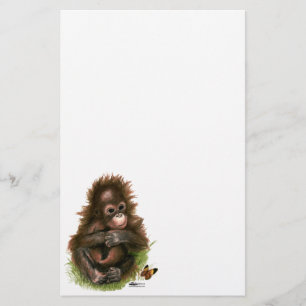 Orang-Utan-Baby und Schmetterling