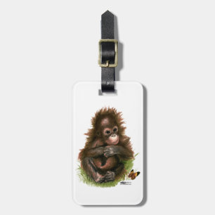 Orang-Utan-Baby und Schmetterling Gepäckanhänger