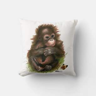 Orang-Utan-Baby und Schmetterling Kissen