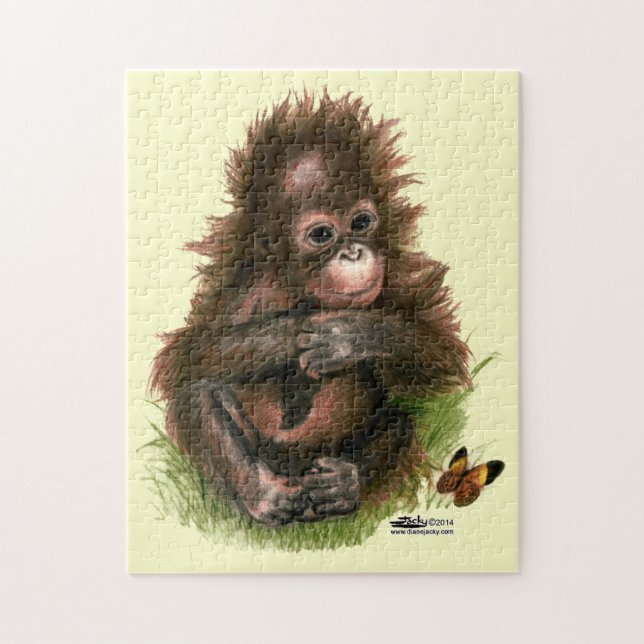 Orang-Utan Baby und Schmetterling Puzzle (Vertikal)