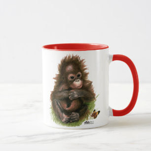 Orang-Utan-Baby und Schmetterling Tasse