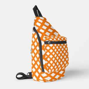 Orang-Weiß-Schachbrett-Diamantmuster Crossbody Bag