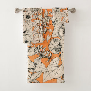 Orang White Graphics Blume Muster Badhandtuch Set