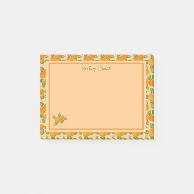Orangales Zitrus-Rand Botanisches Design Post-it Klebezettel (Vorderseite)