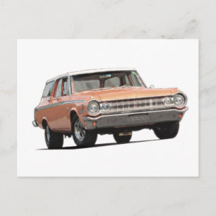 Orange 1964 Dodge Bahnhof Wagon Postkarte