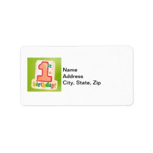 Orange 1. Geburtstagsfeier an der grünen Tür Adressaufkleber