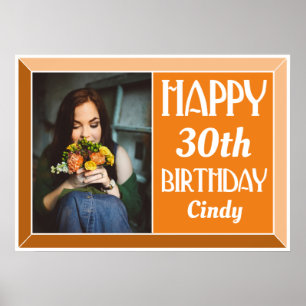 Orange 30 th Art Deco Geburtstagsgeschenk Foto Poster