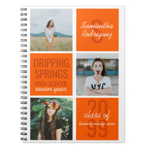 Orange 3-Foto-Spaß-Boxen Klassenjahr Notizbuch Notizblock