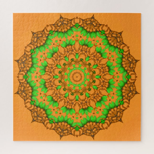 Orange 3D Art Mandala Jigsaw Puzzle (Vertikal)